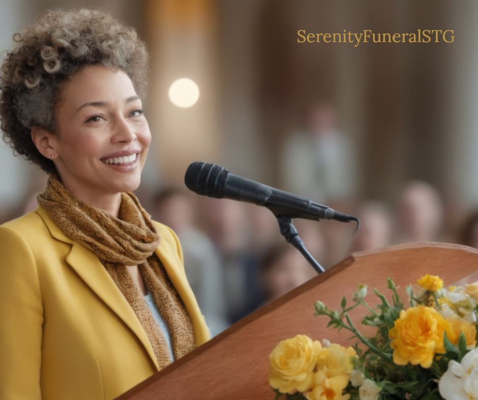 Lady delivering a eulogy